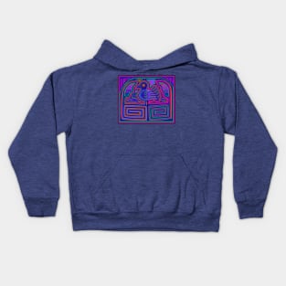 Pajaro in Maze - Panama Mola - Pink Violet Red Kids Hoodie